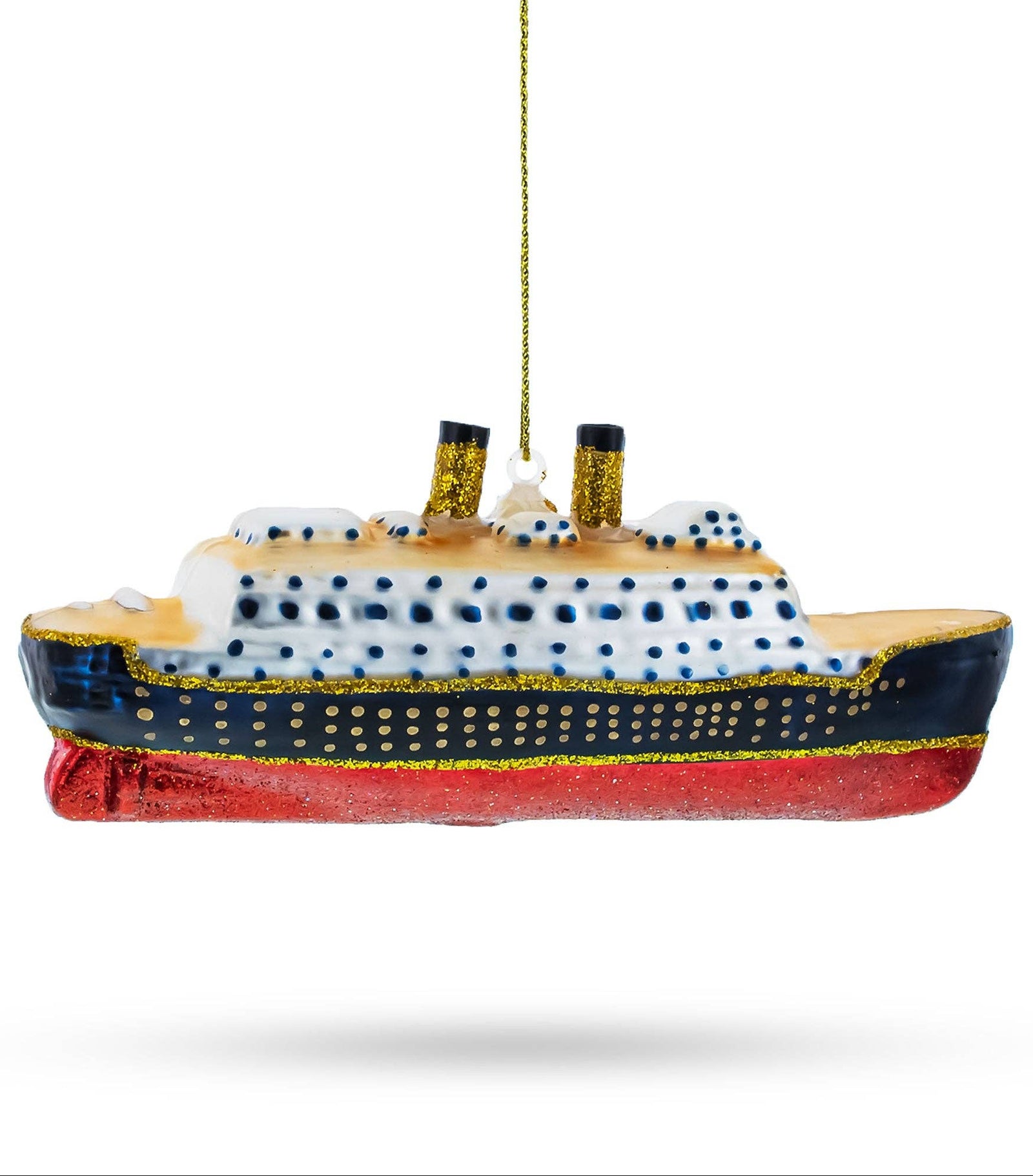 Christmas Cheer All Year Titanic Luxury Liner Cruise Ship Sink Iceberg Famous Americans Handpainted blown glass ornament