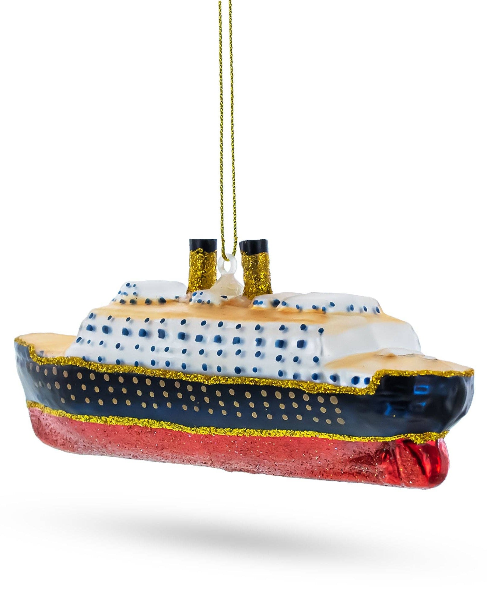 Christmas Cheer All Year Titanic Luxury Liner Cruise Ship Sink Iceberg Famous Americans Handpainted blown glass ornament