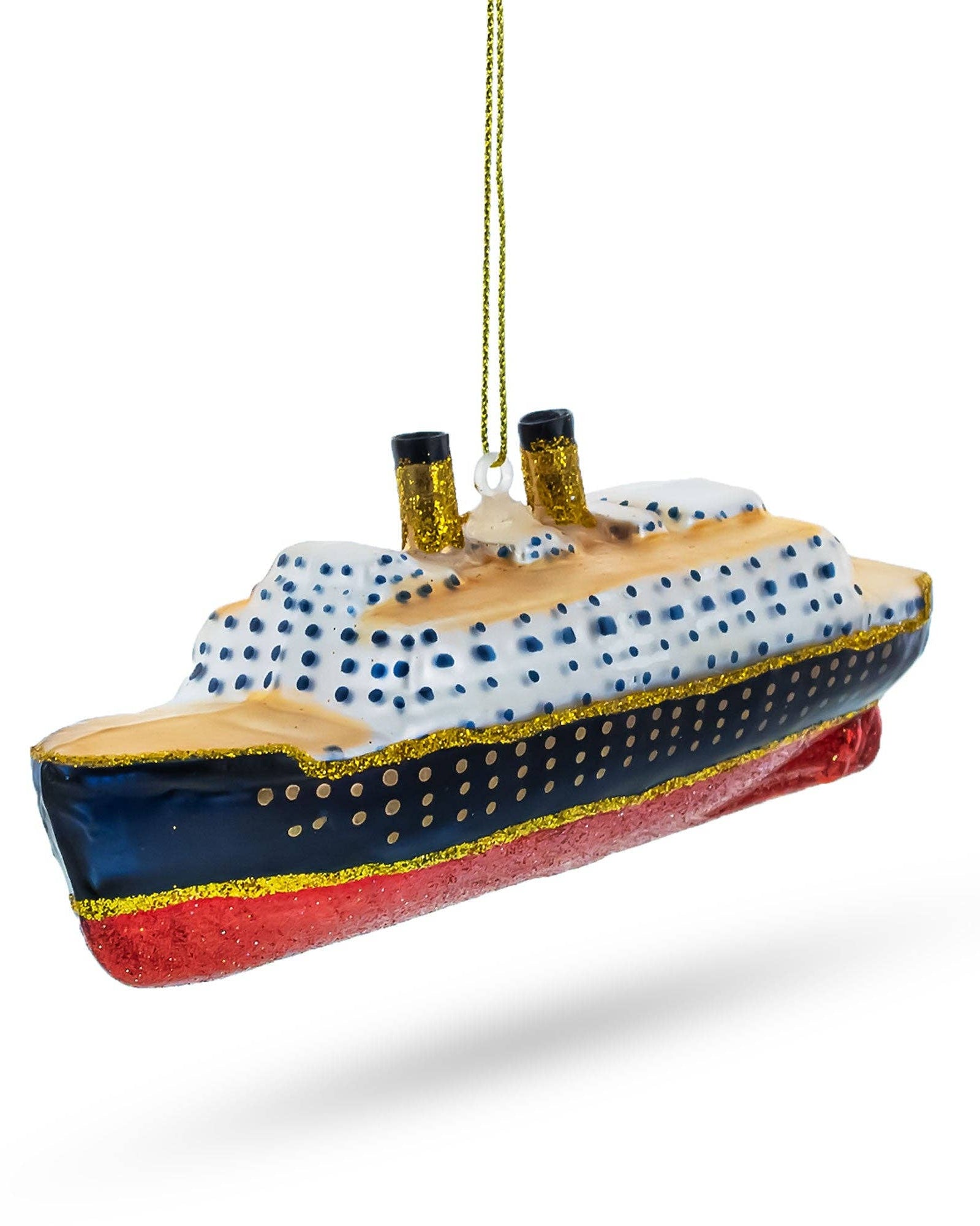 Christmas Cheer All Year Titanic Luxury Liner Cruise Ship Sink Iceberg Famous Americans Handpainted blown glass ornament