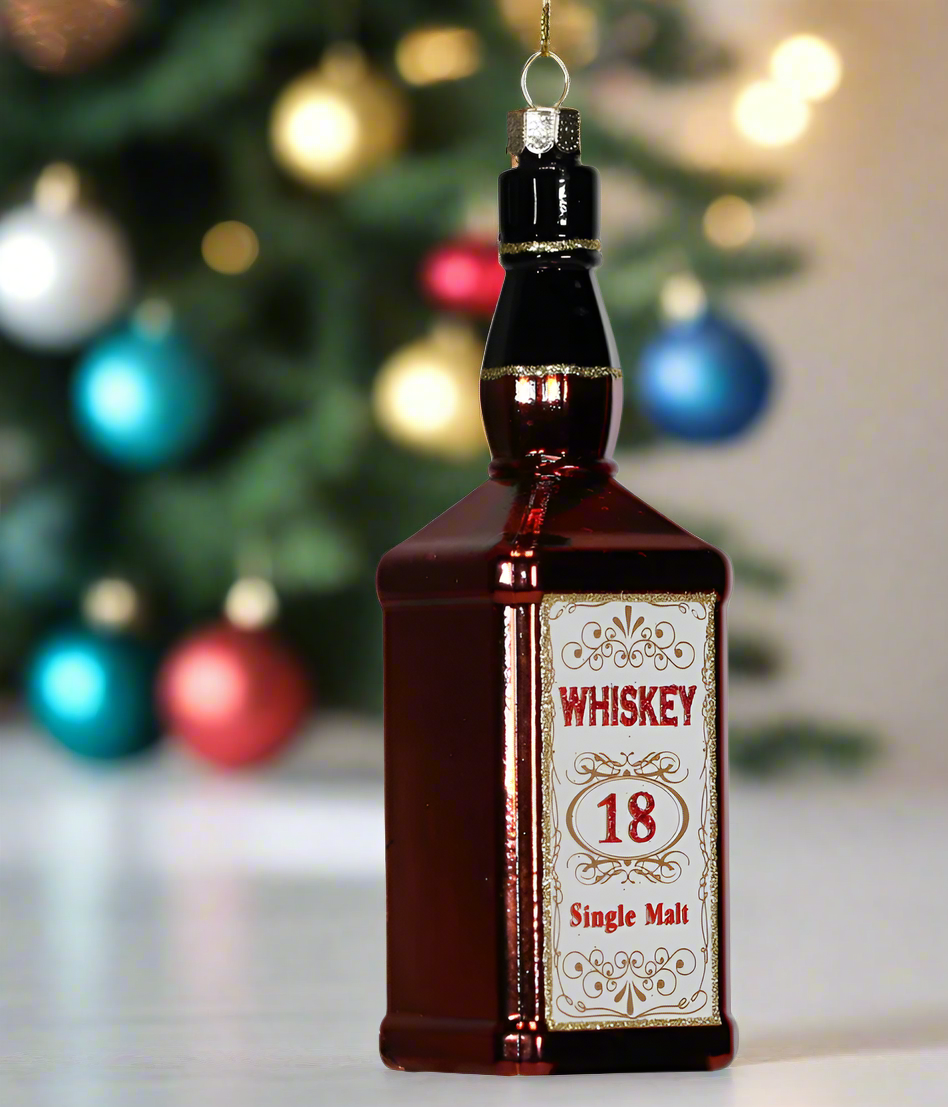 The Canton Christmas Shop Whiskey Bottle Single Malt Glass Ornament