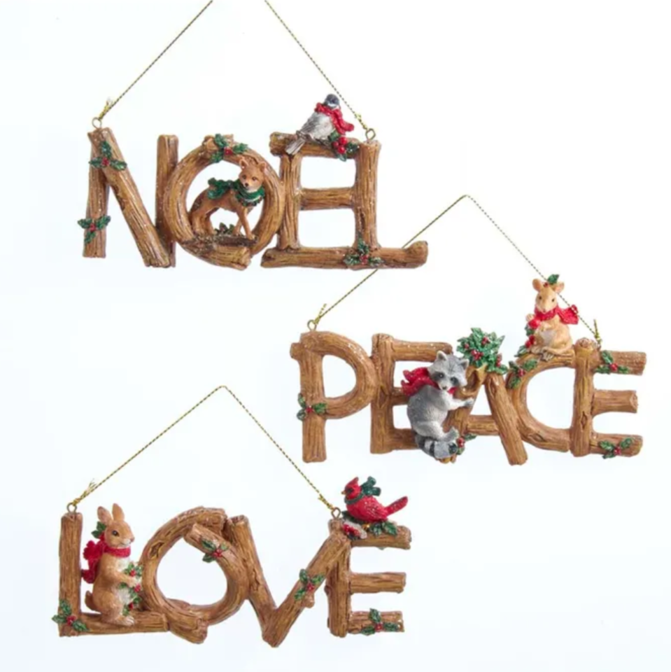 Christmas Cheer All Year Woodland Word Ornaments Noel Peace Love Kurt Adler E0454