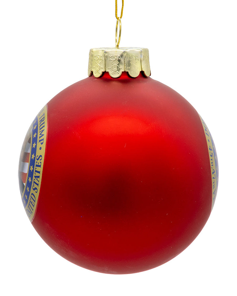 Christmas Cheer All Year Donald J Trump 45th 47th President Red Ball Ornament in box C7776