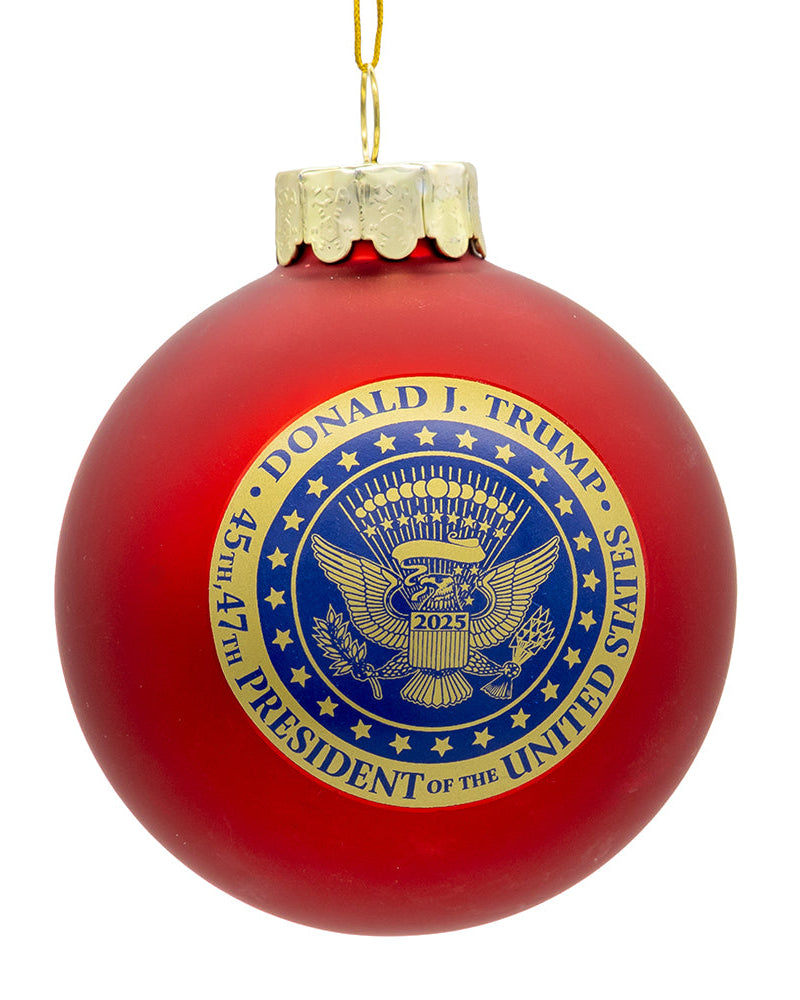 Christmas Cheer All Year Donald J Trump 45th 47th President Red Ball Ornament in box C7776