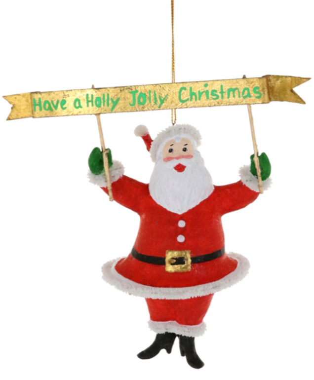 Christmas Cheer All Year Holly Jolly Santa Ornament by Cody Foster