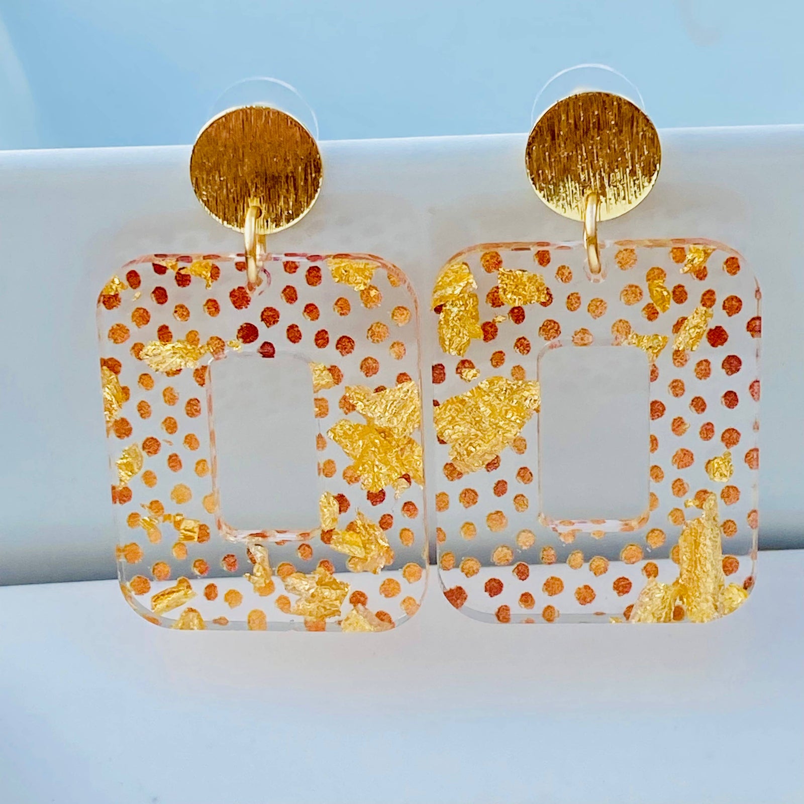 Golden Glow Confetti Statement Earrings
