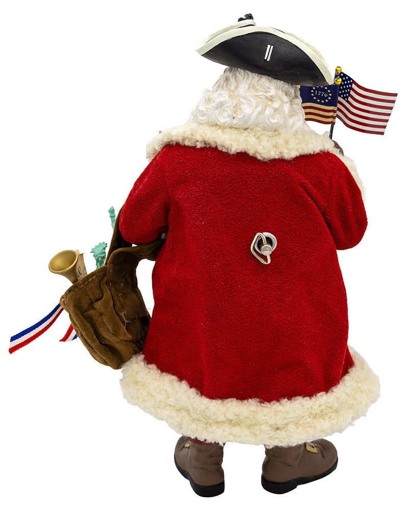 Christmas Cheer All Year Santa Claus figure with American flag 250th America Anniversary Statue of Liberty and Independence Day accessories
