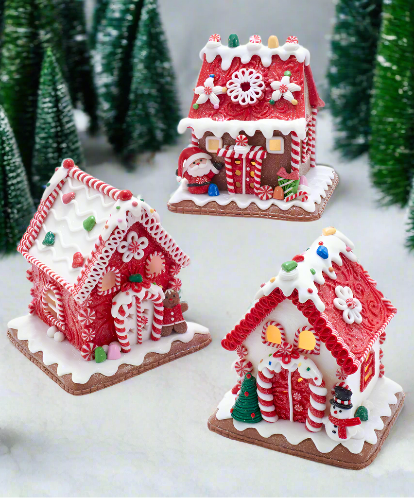 Christmas Cheer All Year 5.5" Battery-Operated LED Gingerbread Candy Houses, 3 Assorted by Kurt Adler