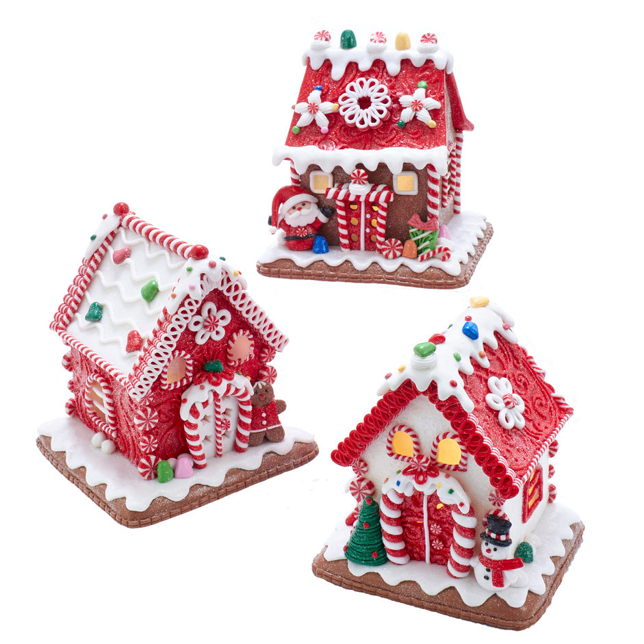 Christmas Cheer All Year 5.5" Battery-Operated LED Gingerbread Candy Houses, 3 Assorted by Kurt Adler