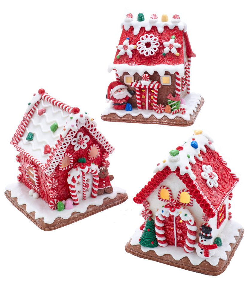 Christmas Cheer All Year 5.5" Battery-Operated LED Gingerbread Candy Houses, 3 Assorted by Kurt Adler