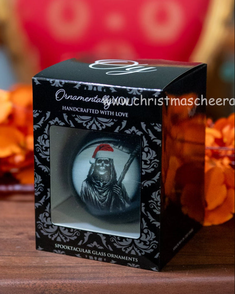 Christmas Cheer All Year Grim Reaper Ornament Halloween Christmas Hat