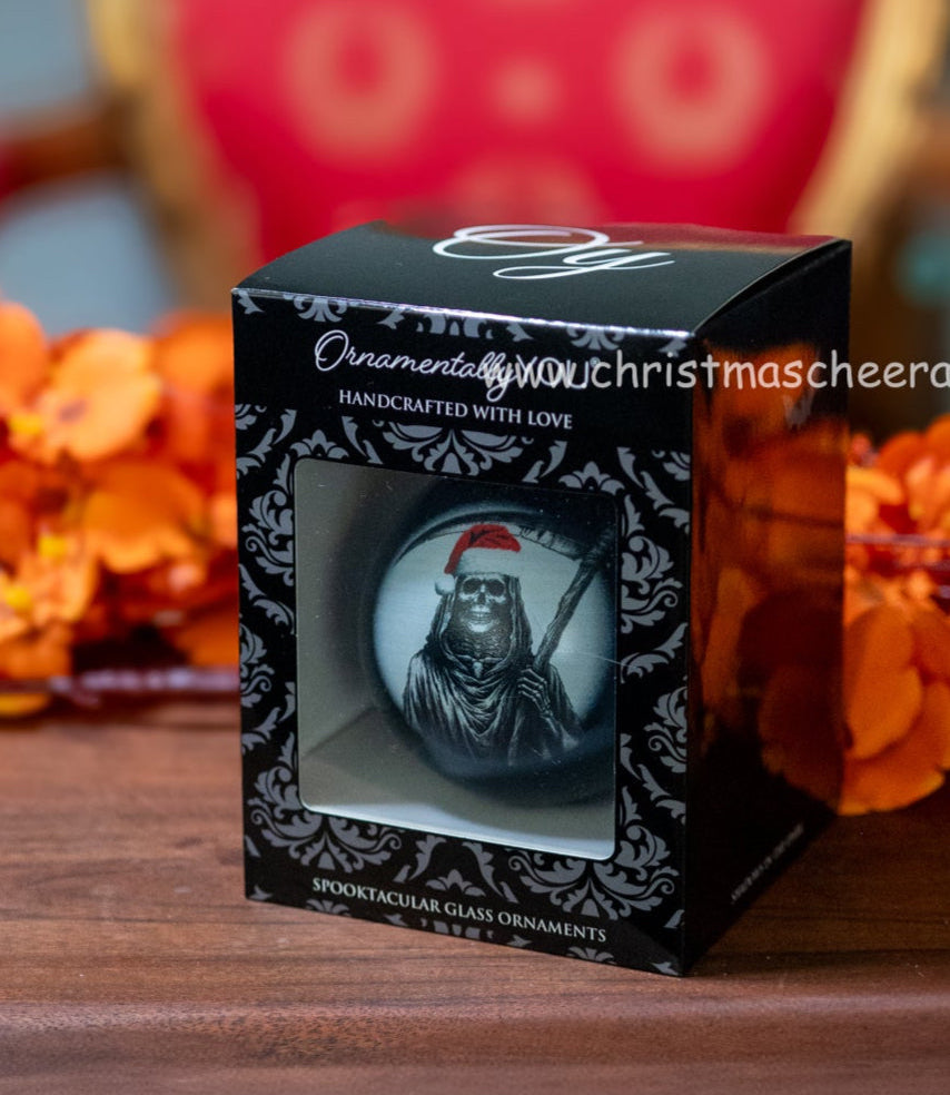Christmas Cheer All Year Grim Reaper Ornament Halloween Christmas Hat