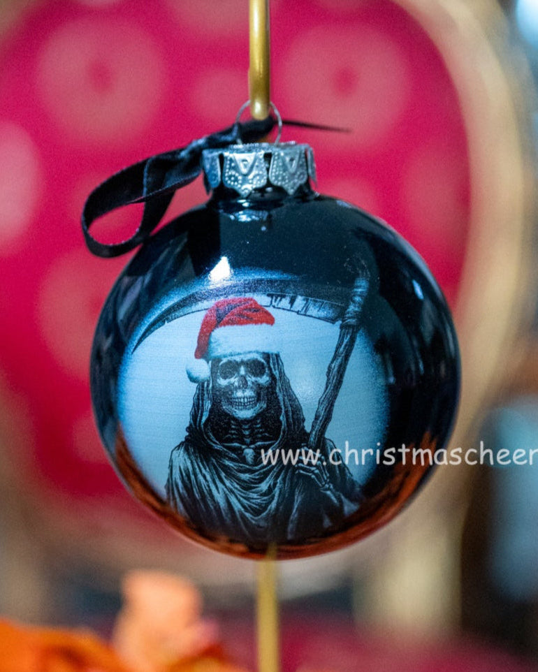 Christmas Cheer All Year Grim Reaper Ornament Halloween Christmas Hat