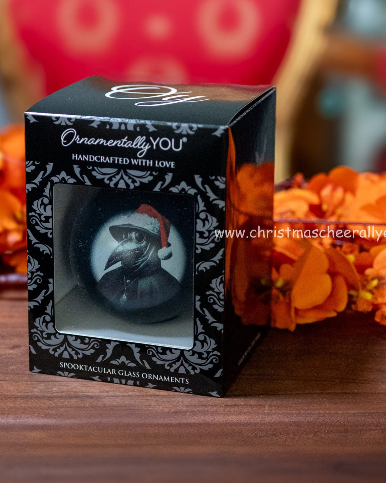 Decorative ornament packaging with floral background