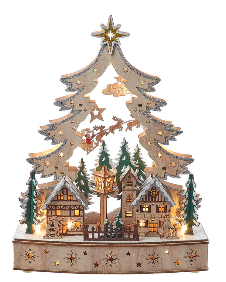 Christmas Cheer All Year JEL1016 12.6" Battery Operated Lighted Christmas Tree Village Kurt Adler