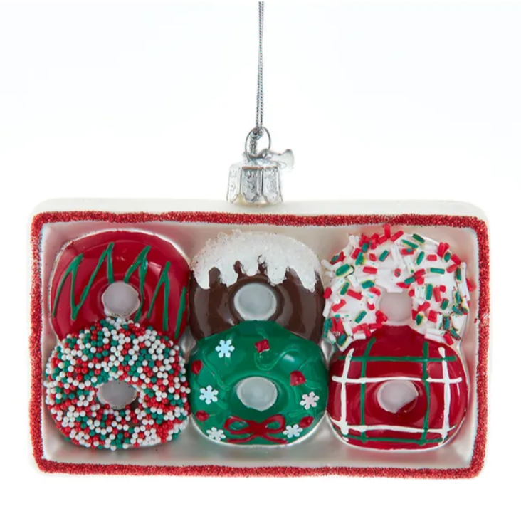 Christmas Cheer All Year Noble Gems Glass Donut Ornament NBX0144 box of Christmas donuts