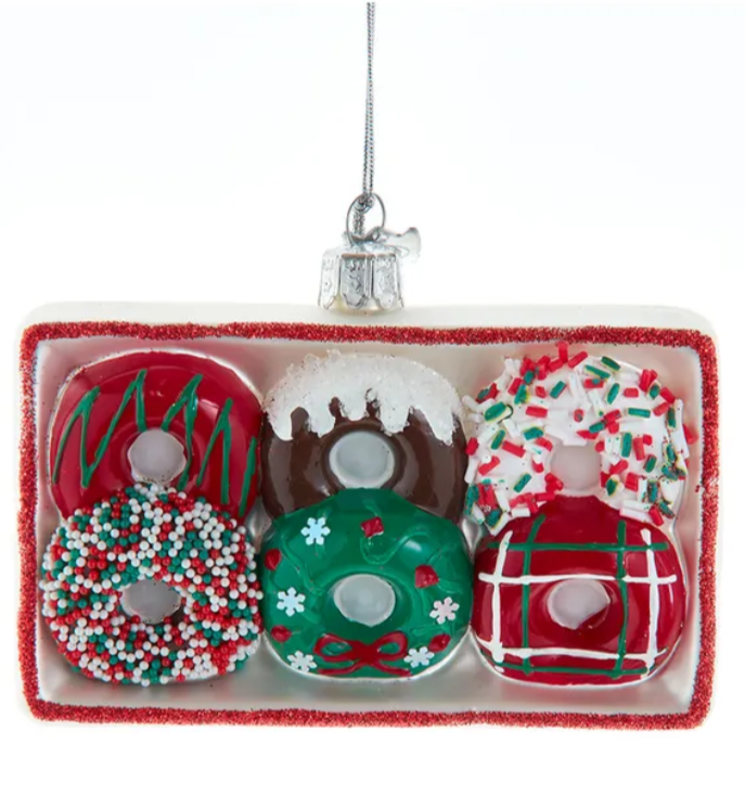 Christmas Cheer All Year Noble Gems Glass Donut Ornament NBX0144 box of Christmas donuts