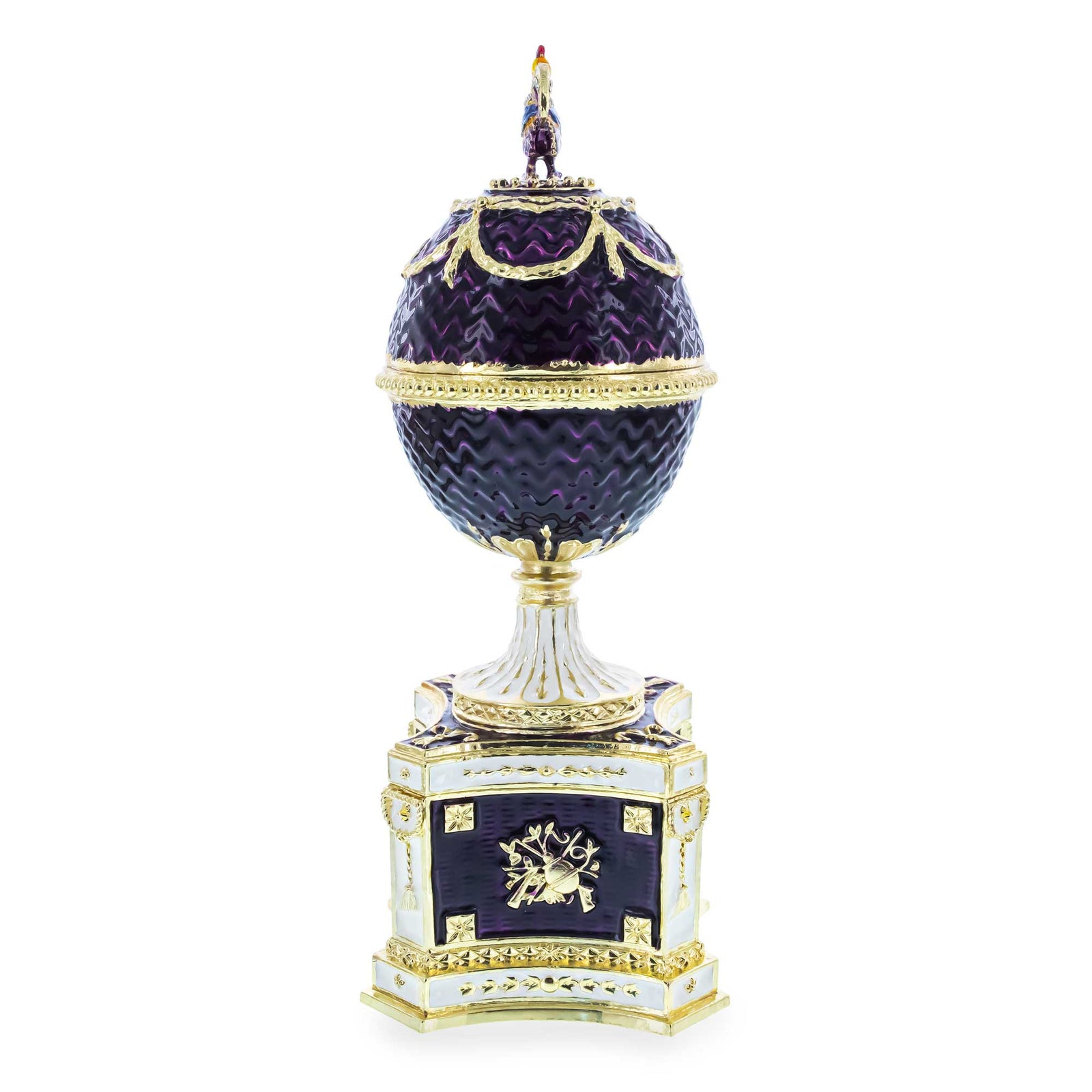 1904 Kelch Chanticleer Royal Imperial Musical Easter Egg in Purple Enamel