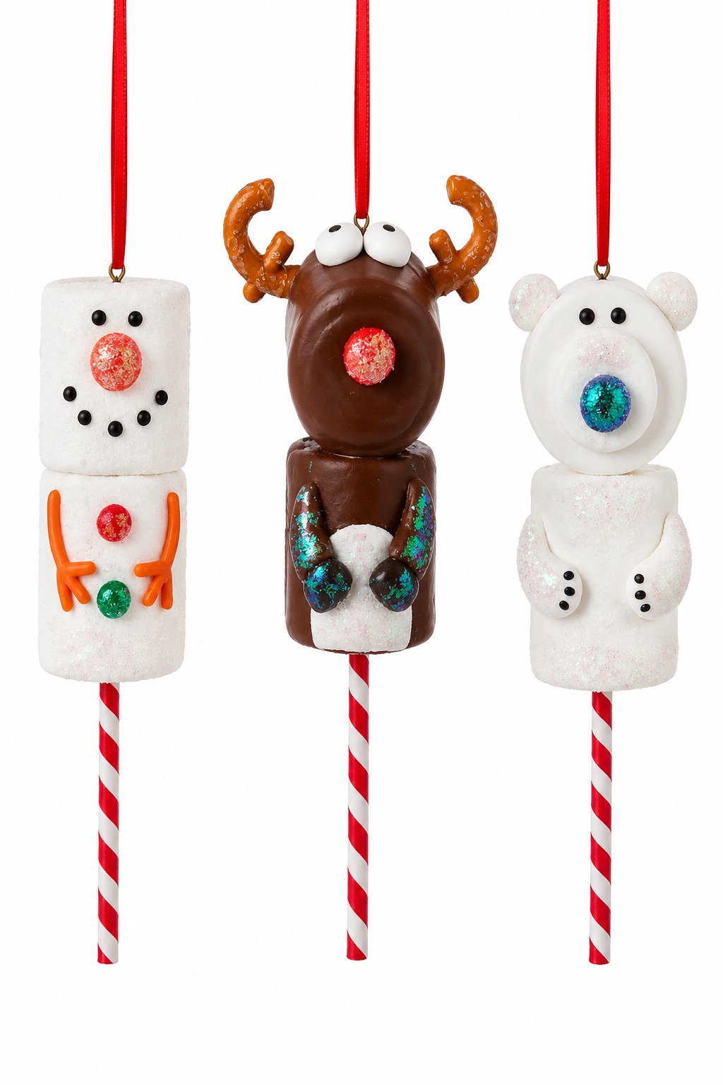 Marshmallow Ornaments on Straws, Asstd.