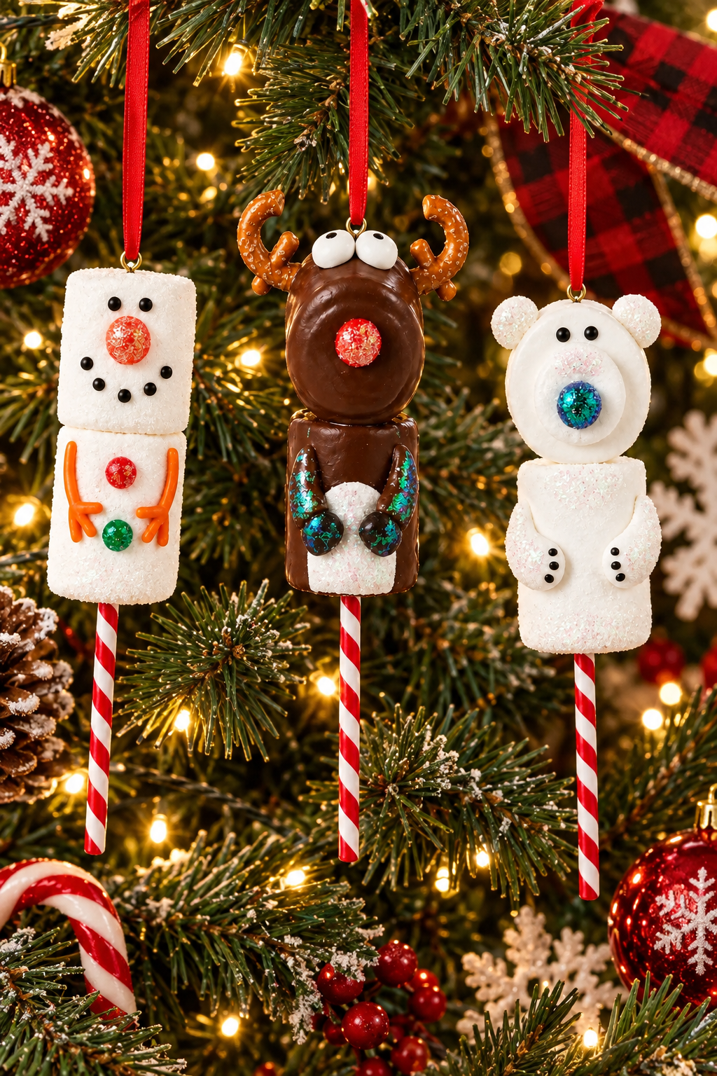 Marshmallow Ornaments on Straws, Asstd.