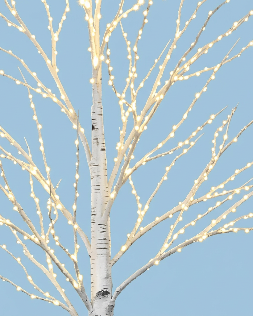 Decorative tree with illuminated branches on a gray background christmas cheer all year