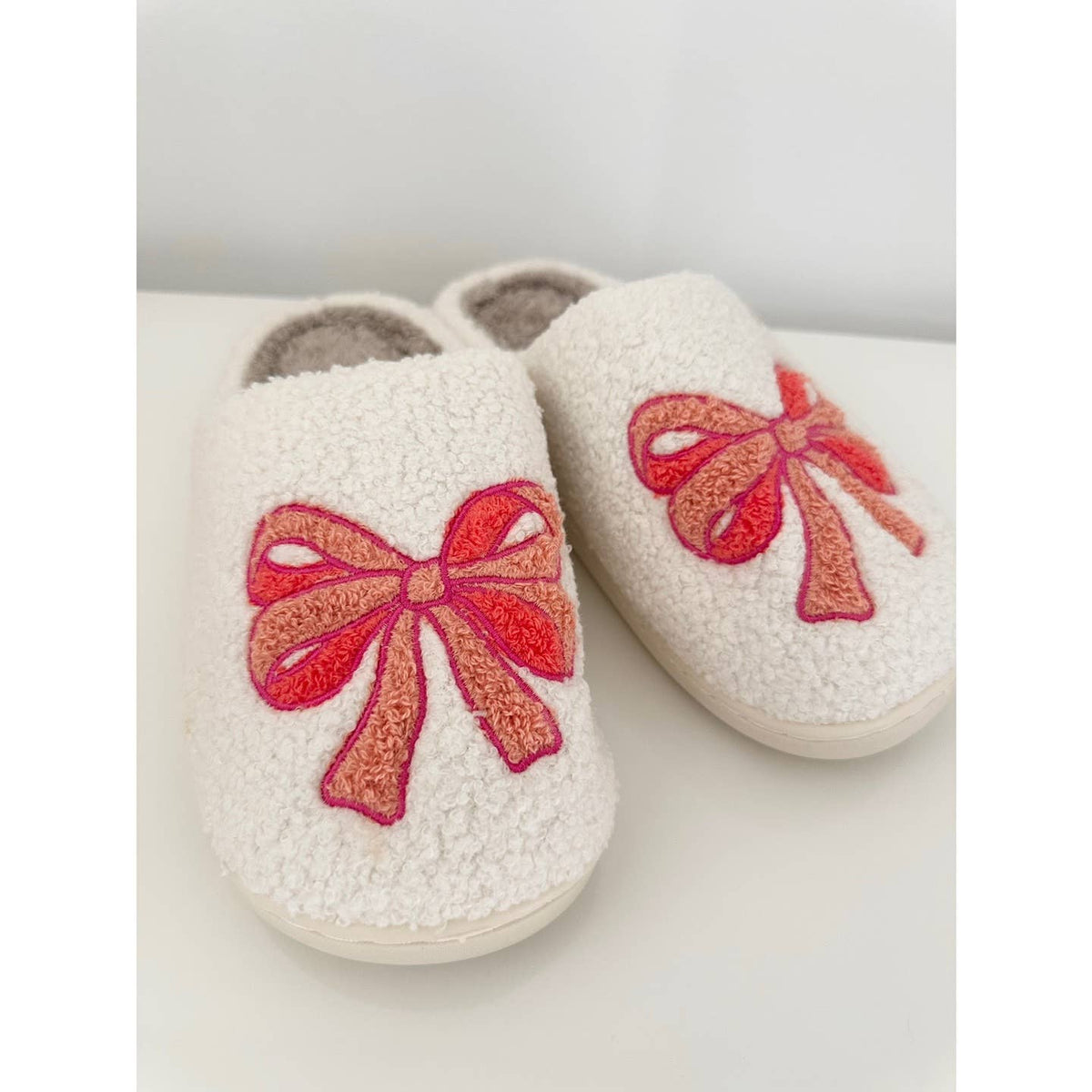Luxe Pink Bow Sherpa Slippers
