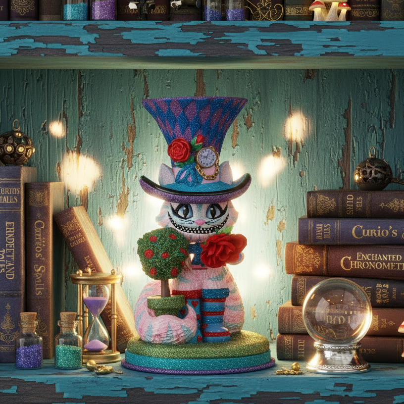 Christmas Cheer All Year 10" Hollywood Nutcracker Cheshire Cat by Kurt Adler whimsical fantasy alice in wonderland