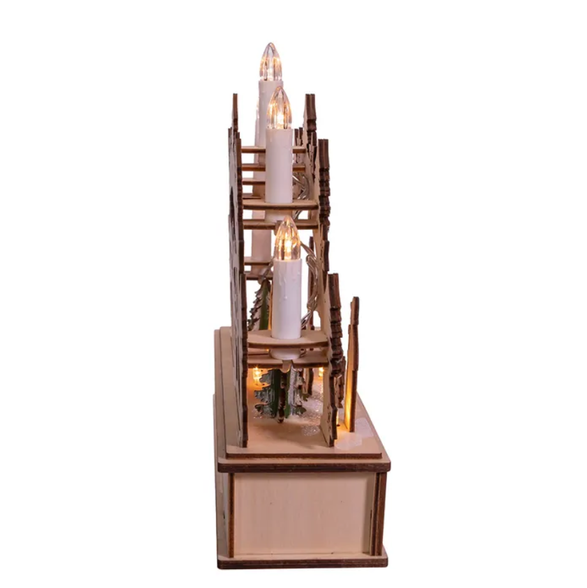 The Canton Christmas Shop 11" Light-Up Wooden Nativity Scene with Candles by Kurt Adler