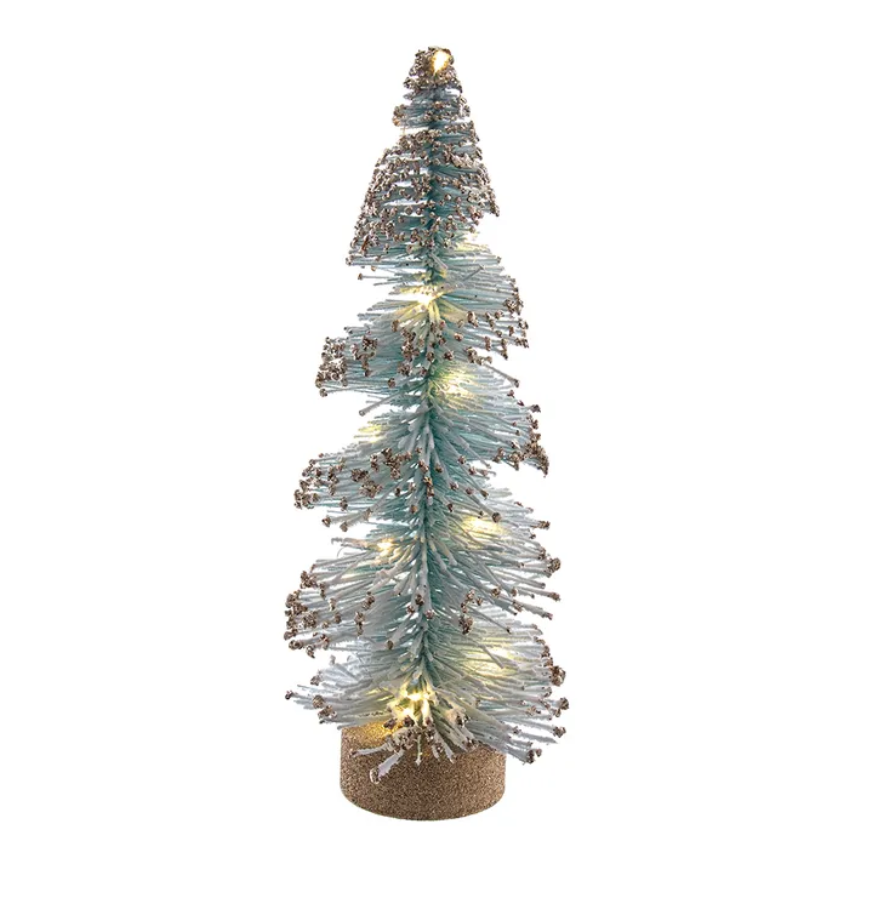 Christmas Cheer All Year 13" Pre-Lit LED Blue Spruce Bottle Brush Tree  by Kurt Adler