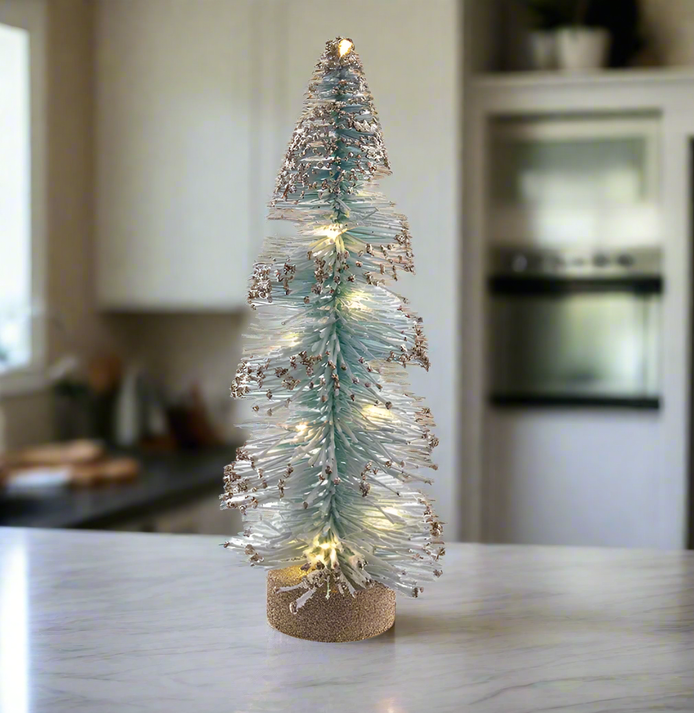 Christmas Cheer All Year 13" Pre-Lit LED Blue Spruce Bottle Brush Tree  by Kurt Adler