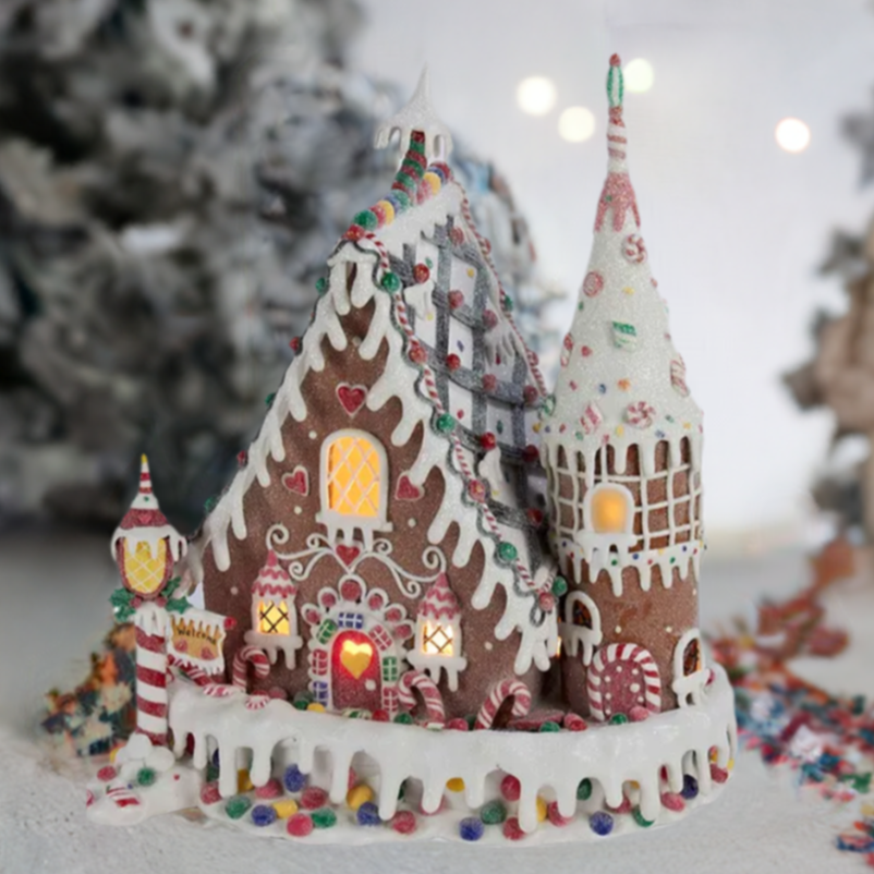 Christmas Cheer All Year 13" Pre-Lit Claydough Gingerbread Inn with C7 Bulb D2414 Kurt Adler