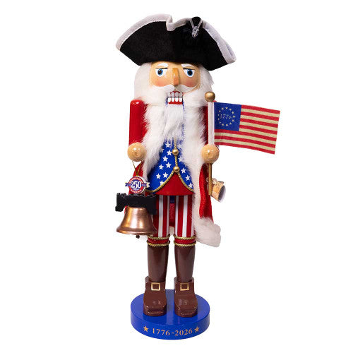 Christmas Cheer All Year 14“ 250th Anniversary of America Nutcracker Official America 250 Liberty Bell Tricorn Hat Betsy Ross flag