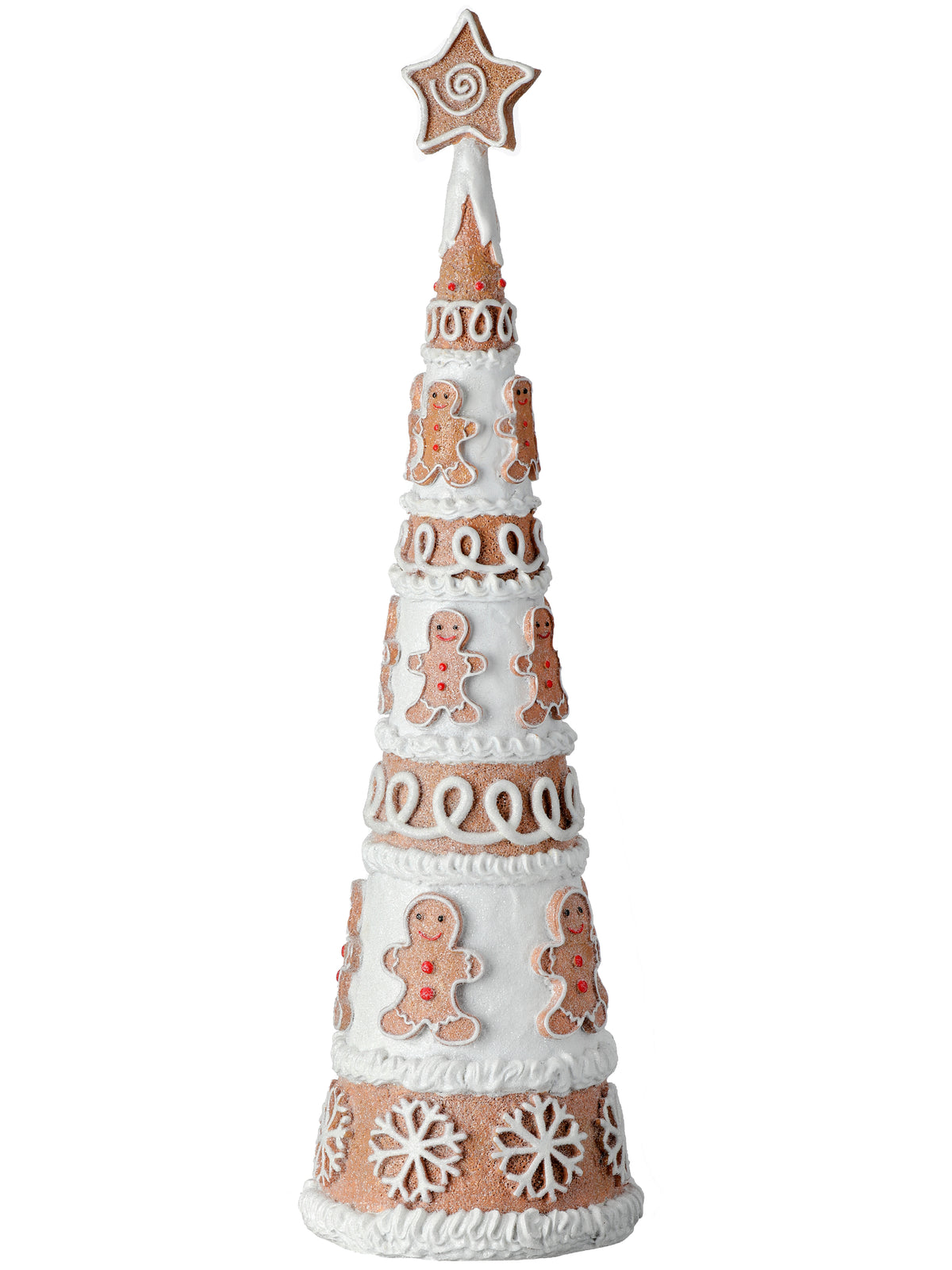 The Canton Christmas Shop 15 inch Frosted Gingerbread Cone Christmas Tree Decoration