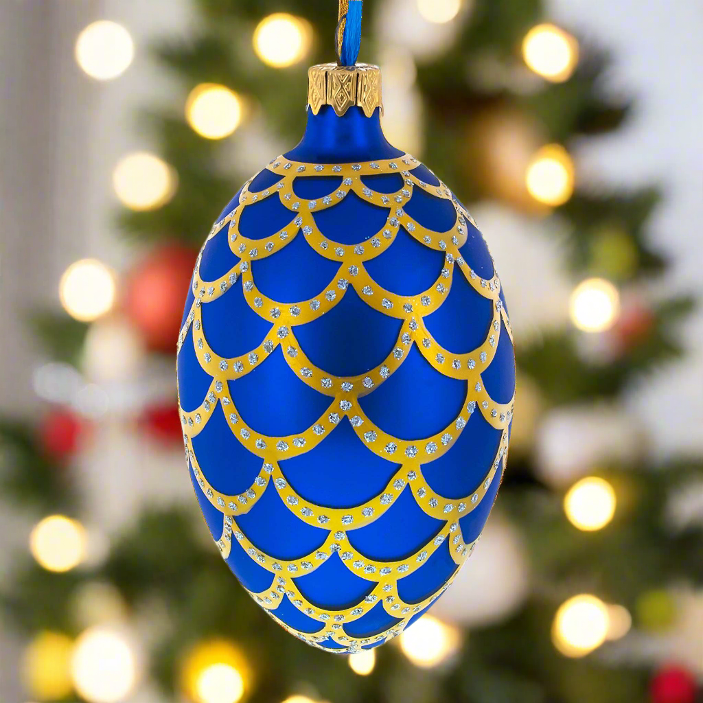 The Canton Christmas Shop 1900 Royal Pine Cone Glass Easter Egg Faberge Ornament Old World Europe Ukraine Artisan Handpainted