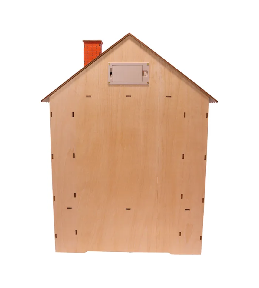 The Canton Christmas Shop 19" Lit Advent Calendar House with Nativity and Orange Roof by Kurt Adler back view