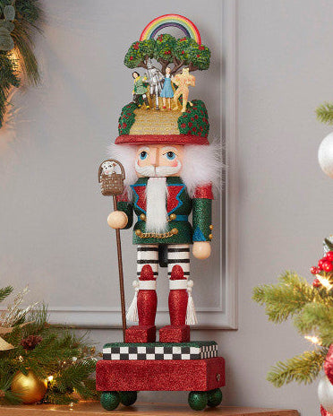 Christmas Cheer All Year Dorothy and Wizard of Oz Hollywood Glittered Kurt Adler Nutcracker with Toto Cowardly Lion Tin Man Scarecrow and Golden Brick Road