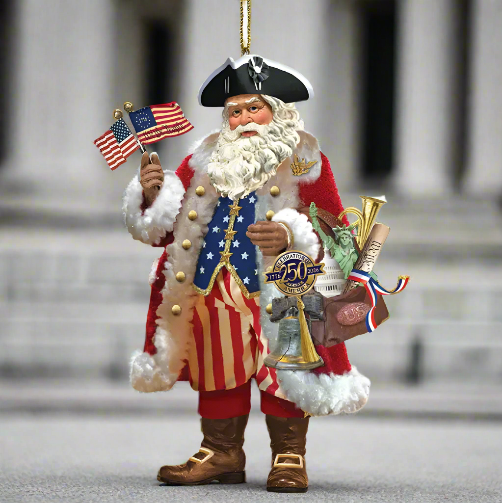 Christmas Cheer All Year 250th Anniversary 1776 American Santa Ornament Kurt Adler E1135