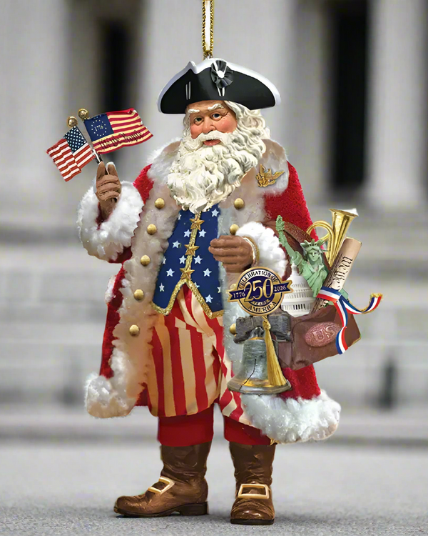 250th Anniversary 1776 American Santa Ornament - Christmas Cheer