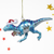 Blue Velociraptor Glittered Glass Ornament