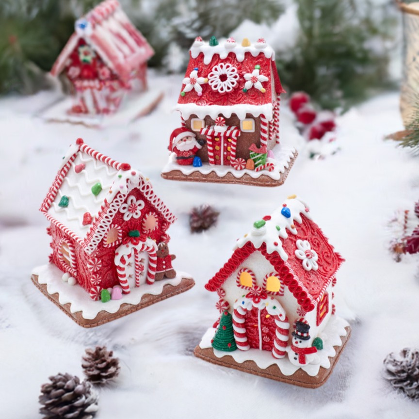 The Canton Christmas Shop 5.5&quot; Battery-Operated LED Gingerbread Candy Houses, 3 Assorted by Kurt Adler