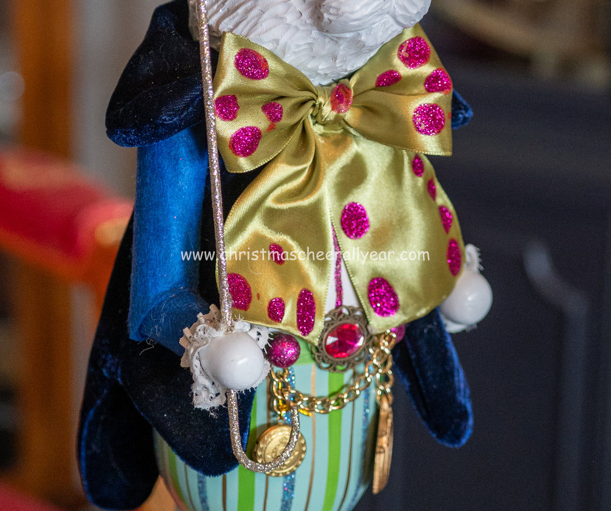 Kurt Adler White Rabbit nutcracker is made with great detail and can be displayed all year, its available now online at Christmas Cheer All Year