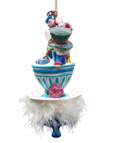 Christmas Cheer All Year Alice in Wonderland tea party hollyhat ornament