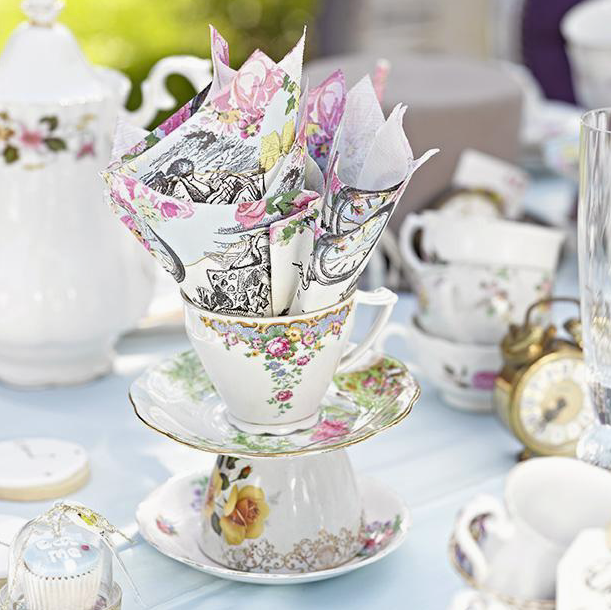 The Canton Christmas Shop Alice in Wonderland Cocktail Napkins for Mad Hatter Tea Party Birthday Baby Shower Mother's Day Coffee Luncheon White Rabbit Pocketwatch 