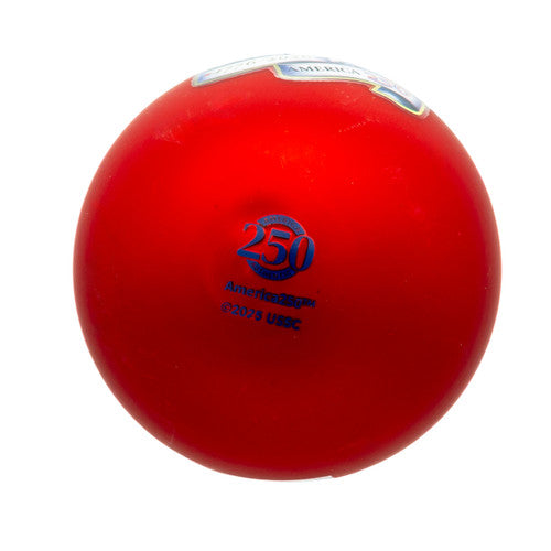 Christmas Cheer All Year 80MM Glass America 250th Red Ball With Eagle Head & Flag Ornament Kurt Adler