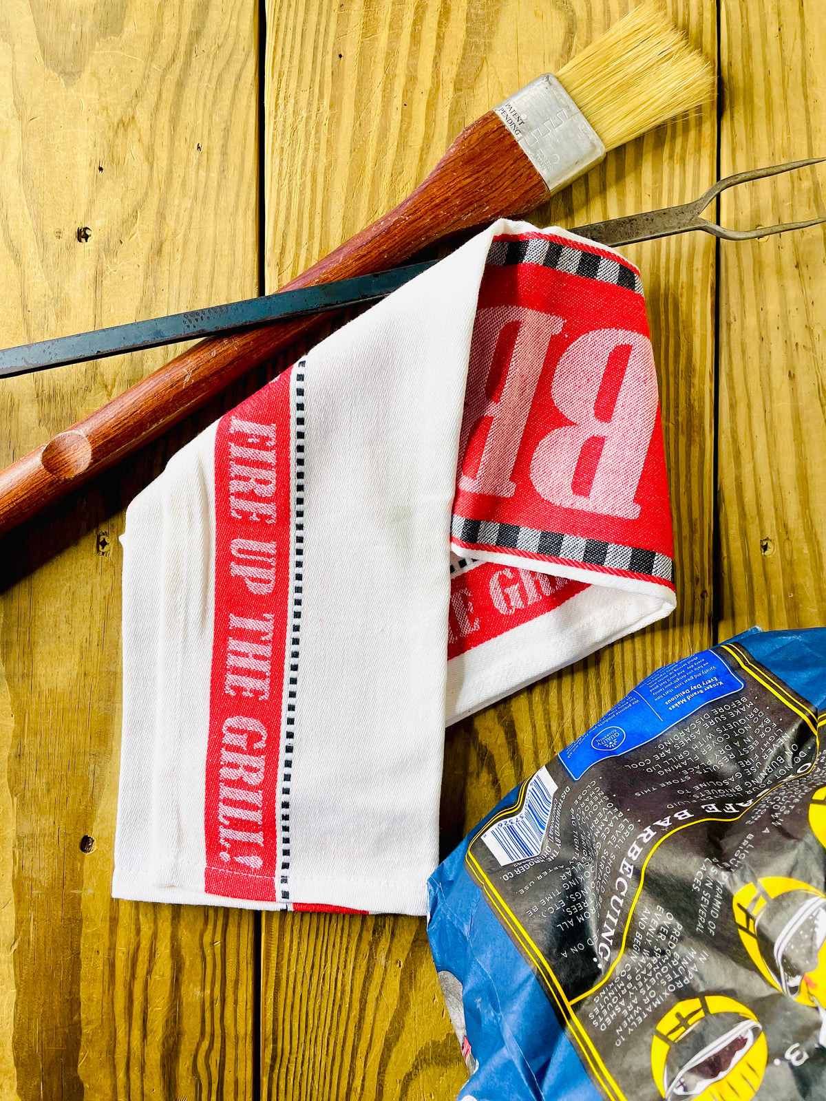 The Canton Christmas Shop BBQ Kitchen Towel Texas Fire Up the Grill 100% Cotton Reverse View