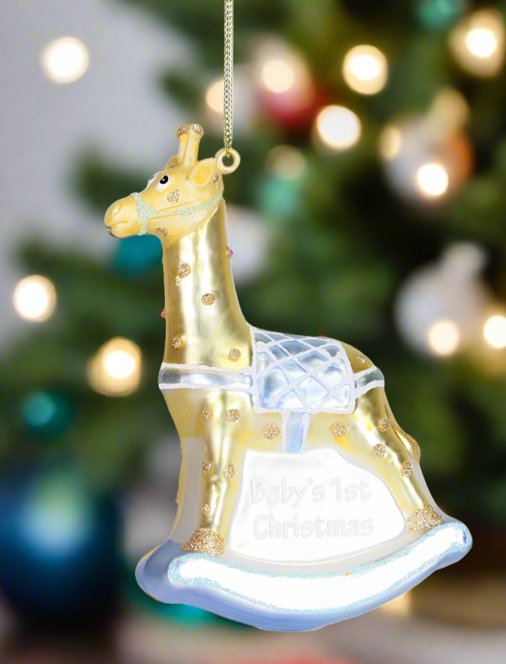 The Canton Christmas Shop Baby's First Christmas Glass Giraffe Ornament 