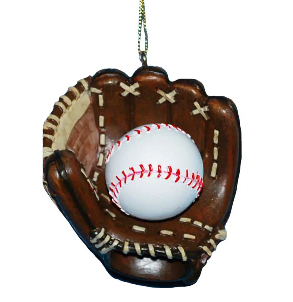 Christmas Cheer All Year Baseball Glove Baseball and Mitt Resin Ornament by Kurt Adler
