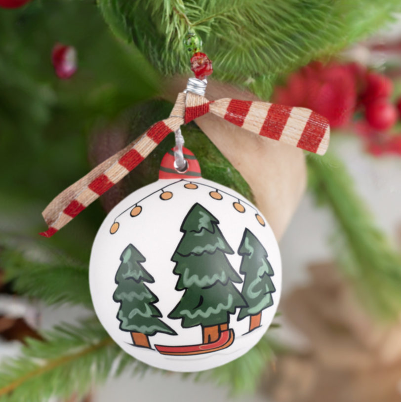 The Canton Christmas Shop Best Dad Handpainted Ceramic Christmas Ornament by Glory Haus with Ribbon Tie and Beads