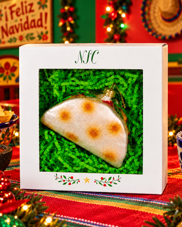Christmas Cheer All Year Giant Taco Boxed Gift Ornament Feliz Navidad