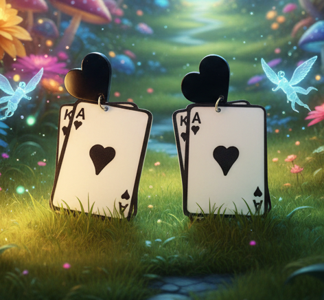 Playing Card Earrings Alice in Wonderland Blackjack Queen of Hearts
