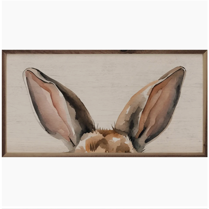 The Canton Christmas Shop Bunny Ears Wall Plaque Artwork Easter Rabbit Box Sign